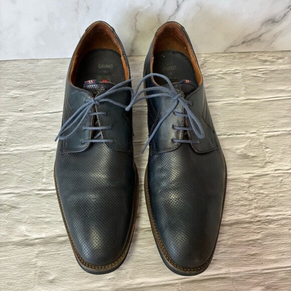 Lloyd Gavino Men's Navy Perforated Leather Dress Derby Oxford Shoes - Picture 3 of 16